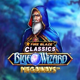 Fire Blaze Blue Wizard Megaways slot logo by Rarestone Gaming at WinMega Casino